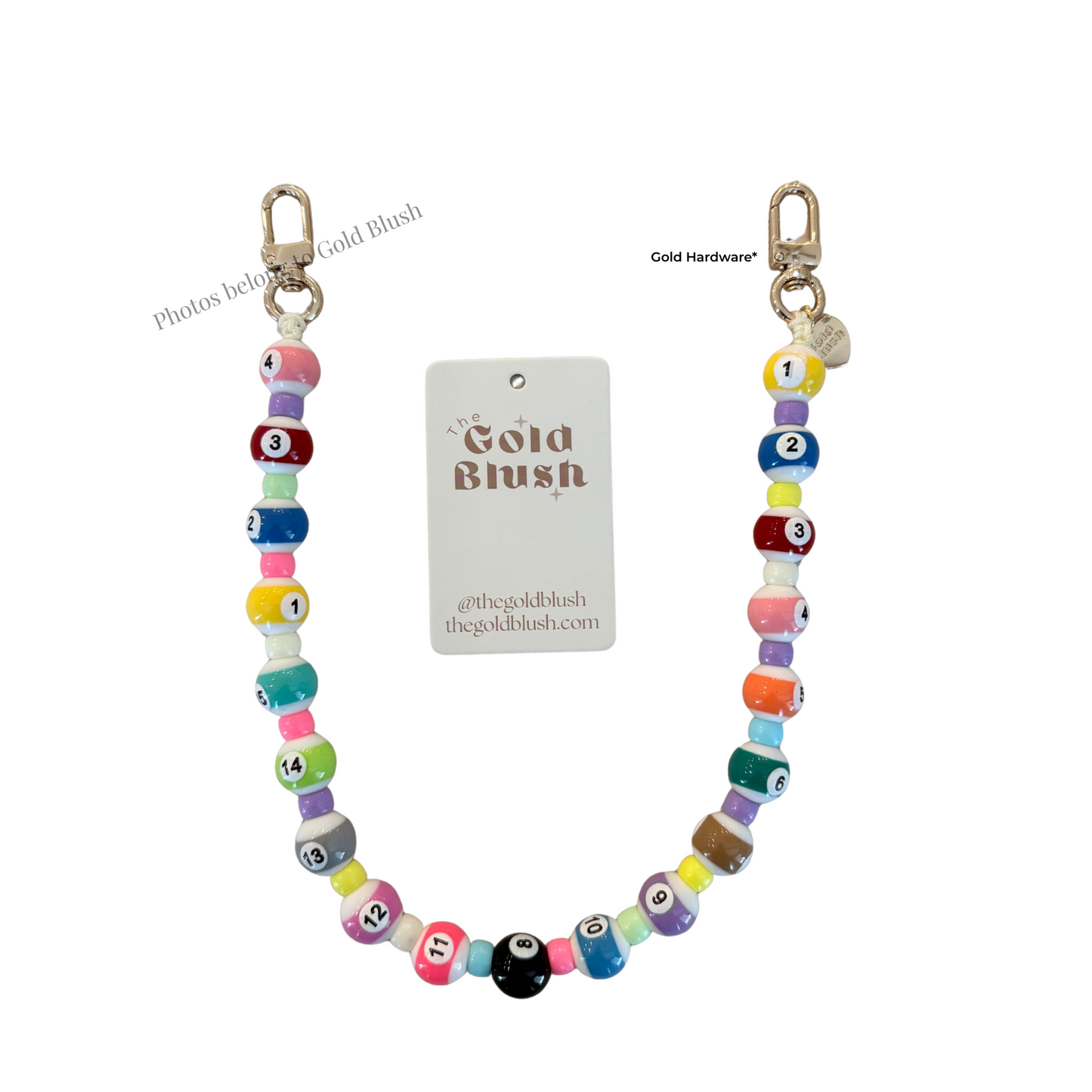 Gold Blush Dopamine Beaded Bag Chain – Colorful Beaded Purse Strap, Aesthetic Handbag Chain, Trendy Bag Charm Accessory