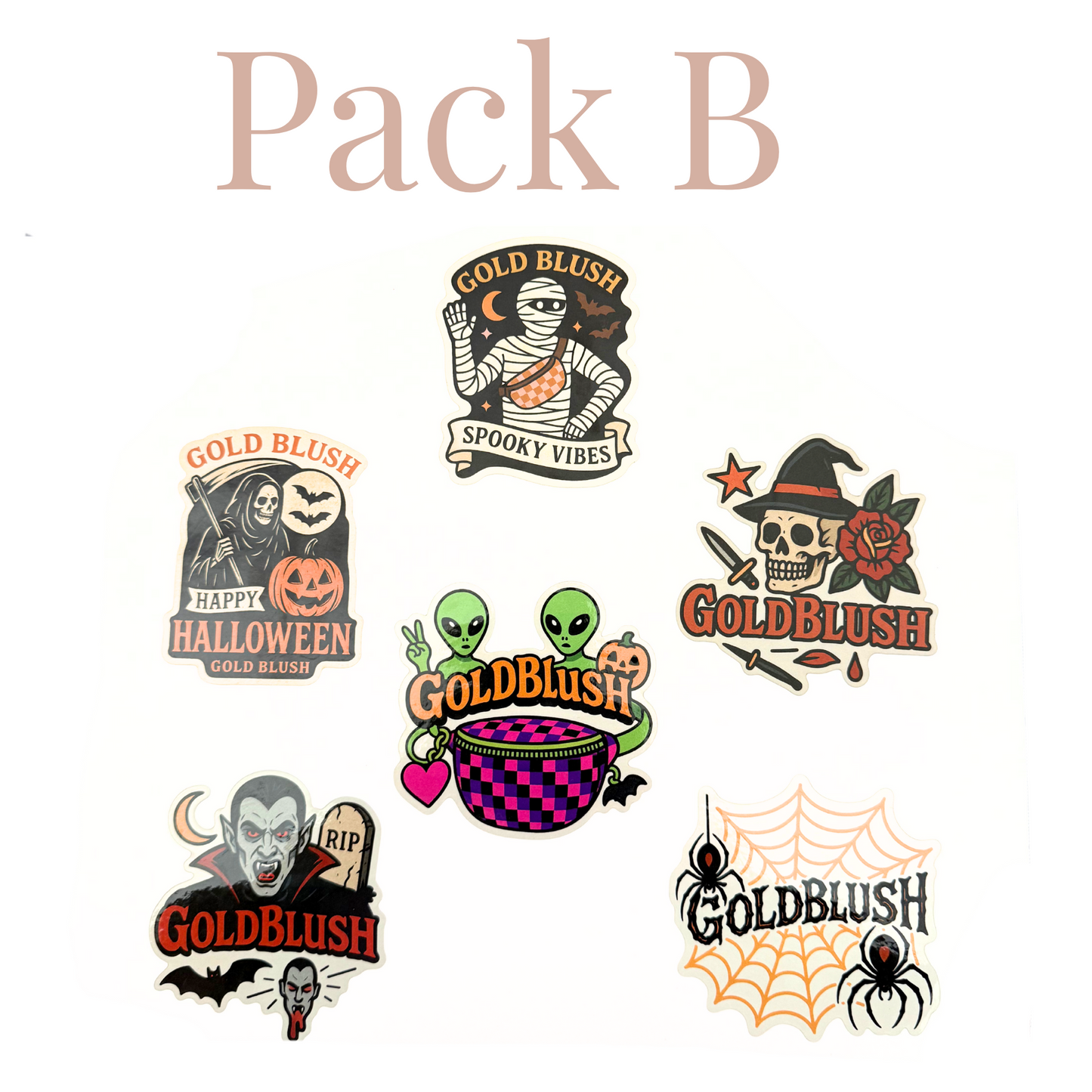 Gold Blush Halloween Sticker Packs (Choose A or B)