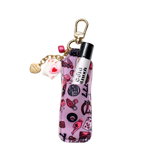 Lucky Lips Tallow Lip Balm + Lip Balm Holder Keychain- Gold Blush x Magic Moo Vanilla Tallow Lip Balm