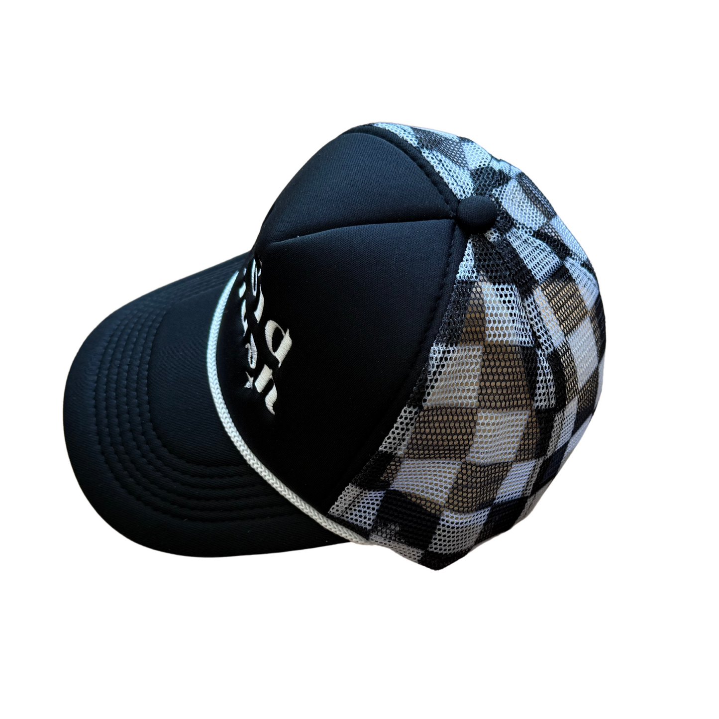 Gold Blush Checkered Trucker Hat
