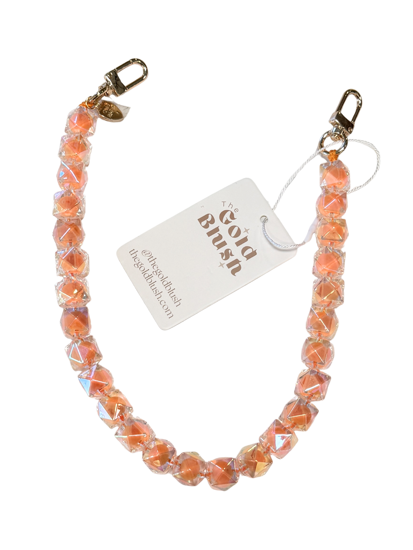 Gold Blush Prism Chain- Iridescent Crystal Bag Charm Chain, Sparkle Prism Strap (18")