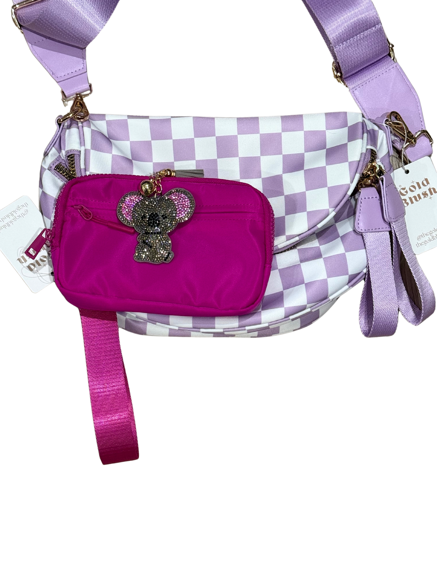 Gold Blush Essentials Bundle - Nylon Bum Bag, Wallet, & Bag Charm Set for Trendy, Everyday Style