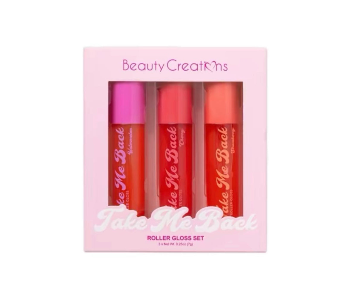 Take me Back Roller Ball Lip Gloss- Set of 3 Lightweight Nourishing Cosmetic Makeup Glossy