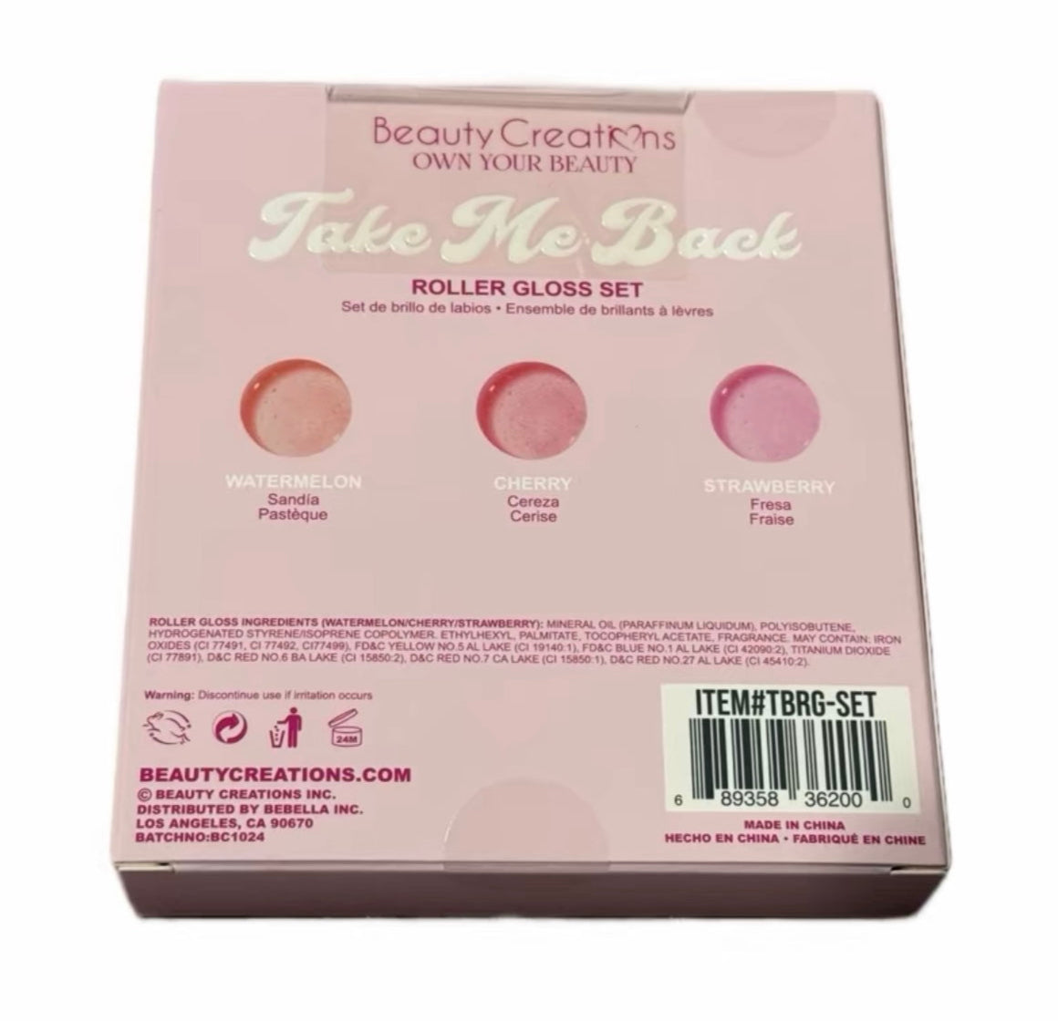 Take me Back Roller Ball Lip Gloss- Set of 3 Lightweight Nourishing Cosmetic Makeup Glossy