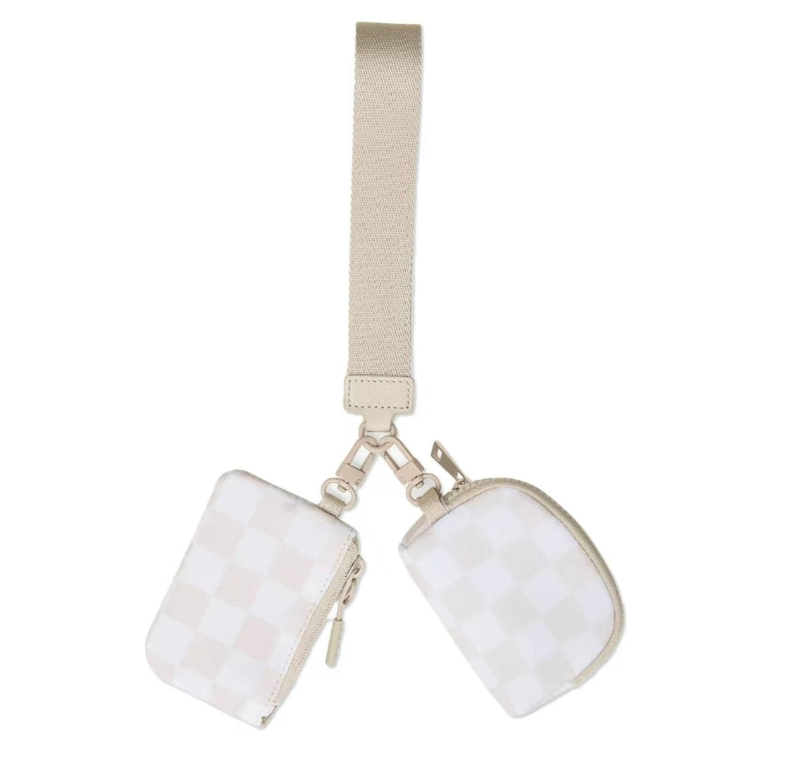 Dual Pouch Wristlet Keychain for Women – Mini Wallet, Card Holder & Coin Purse