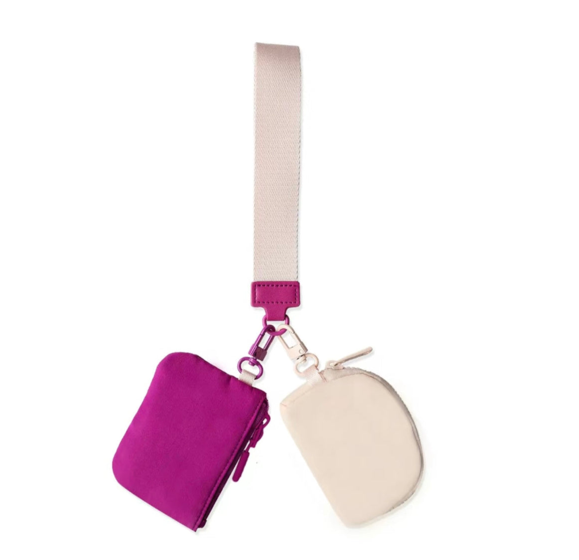 Dual Pouch Wristlet Keychain for Women – Mini Wallet, Card Holder & Coin Purse