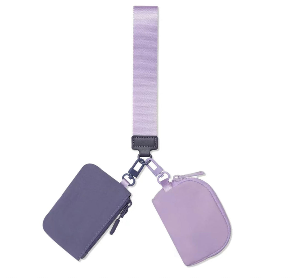 Dual Pouch Wristlet Keychain for Women – Mini Wallet, Card Holder & Coin Purse