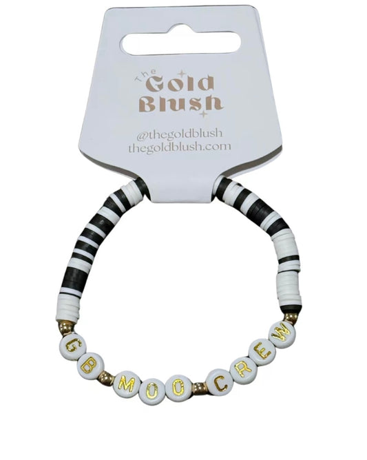 Gold Blush "GB Moo Crew" Black and White Stretch Bracelet