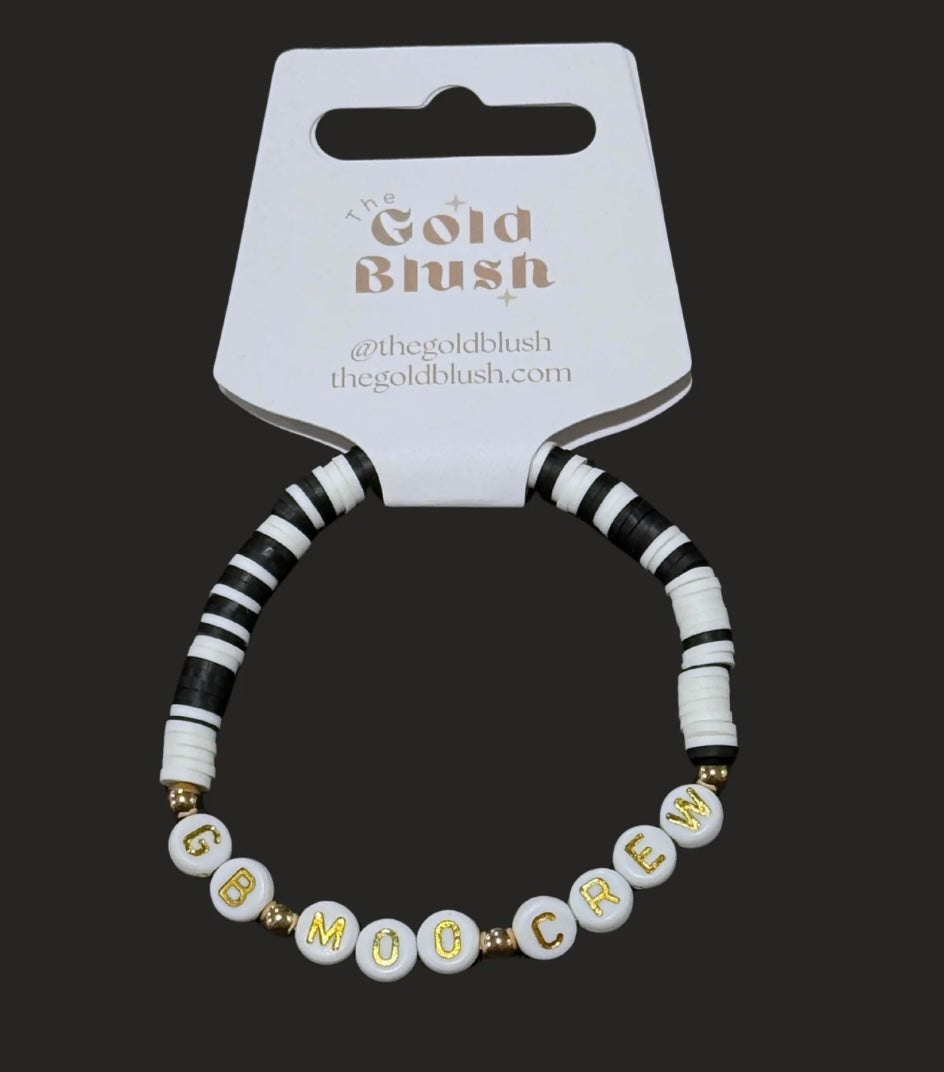 Gold Blush "GB Moo Crew" Black and White Stretch Bracelet