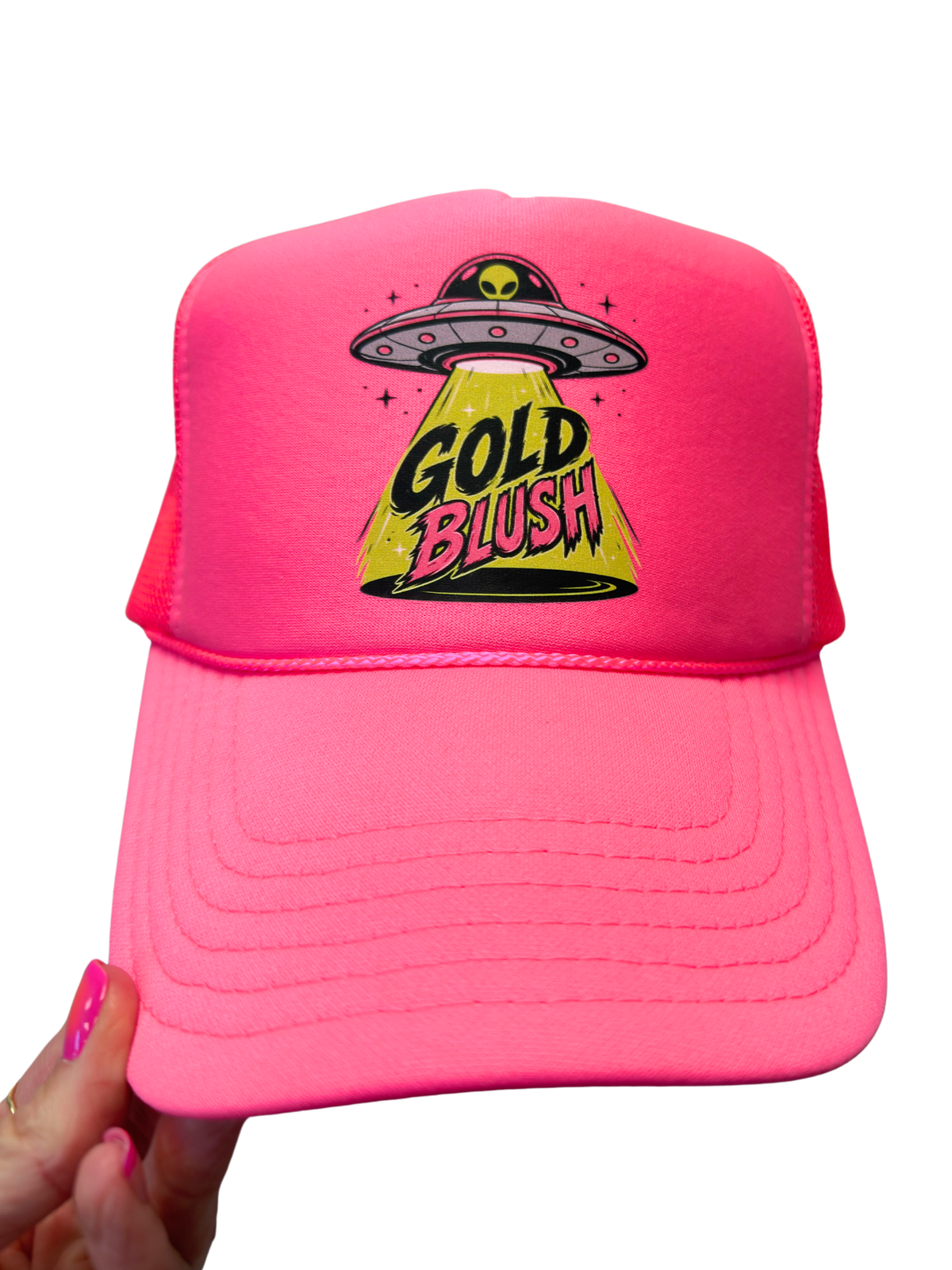 Gold Blush® Graphic Trucker Hat, Foam Snapback Hat, Colorful Women’s Mesh Cap
