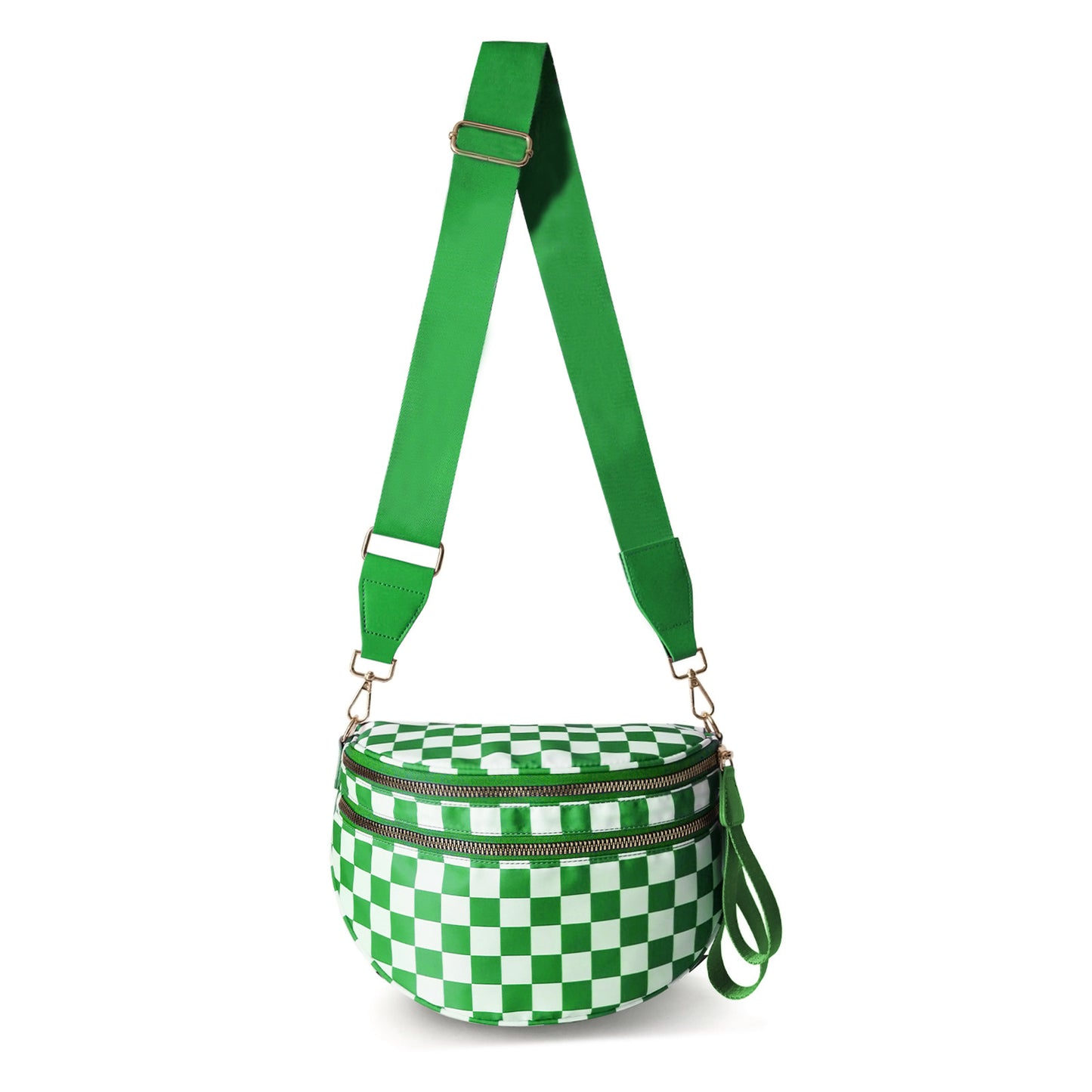 Black and White Checkered Nylon Bum Bag