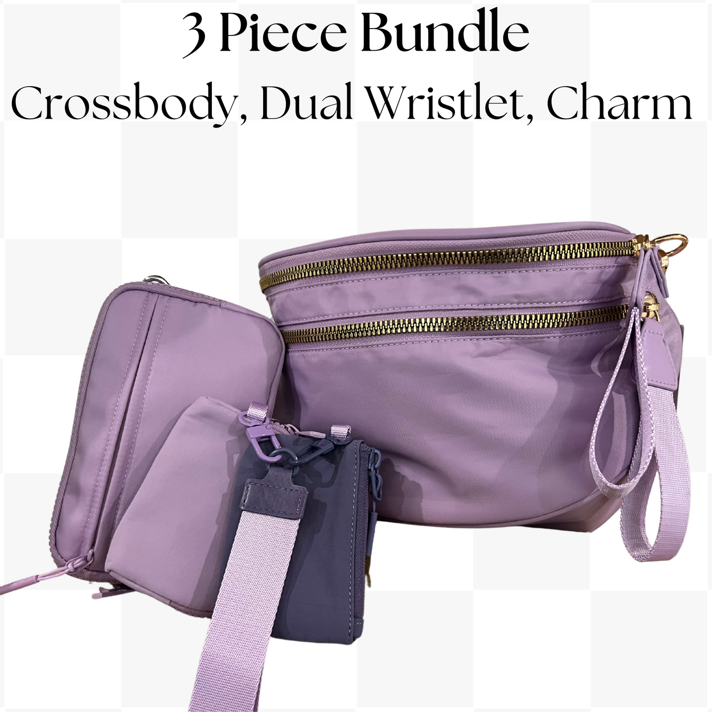 Gold Blush Essentials Bundle - Nylon Bum Bag, Wallet, & Bag Charm Set for Trendy, Everyday Style