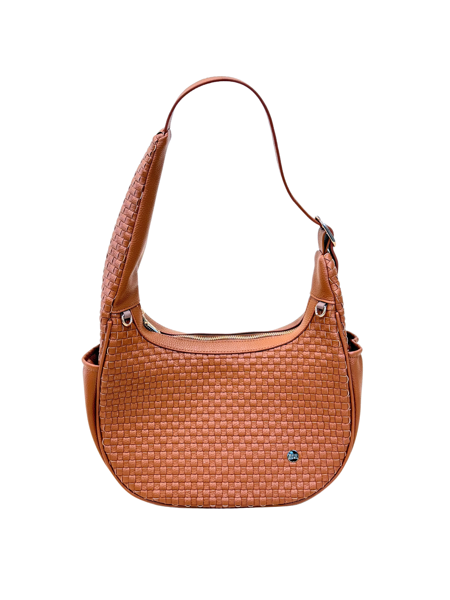 Gold Blush Woven Everyday Shoulder Bag – Vegan Leather Adjustable Strap Tote