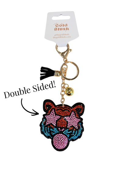 Double Sided Bling Bag Charm Keychain -Purse, Backpack & Bag Accessory