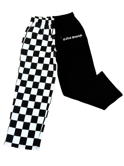 Gold Blush Flip Side Sweatpants – Split Leg Two-Tone Straight Leg Oversized Fit