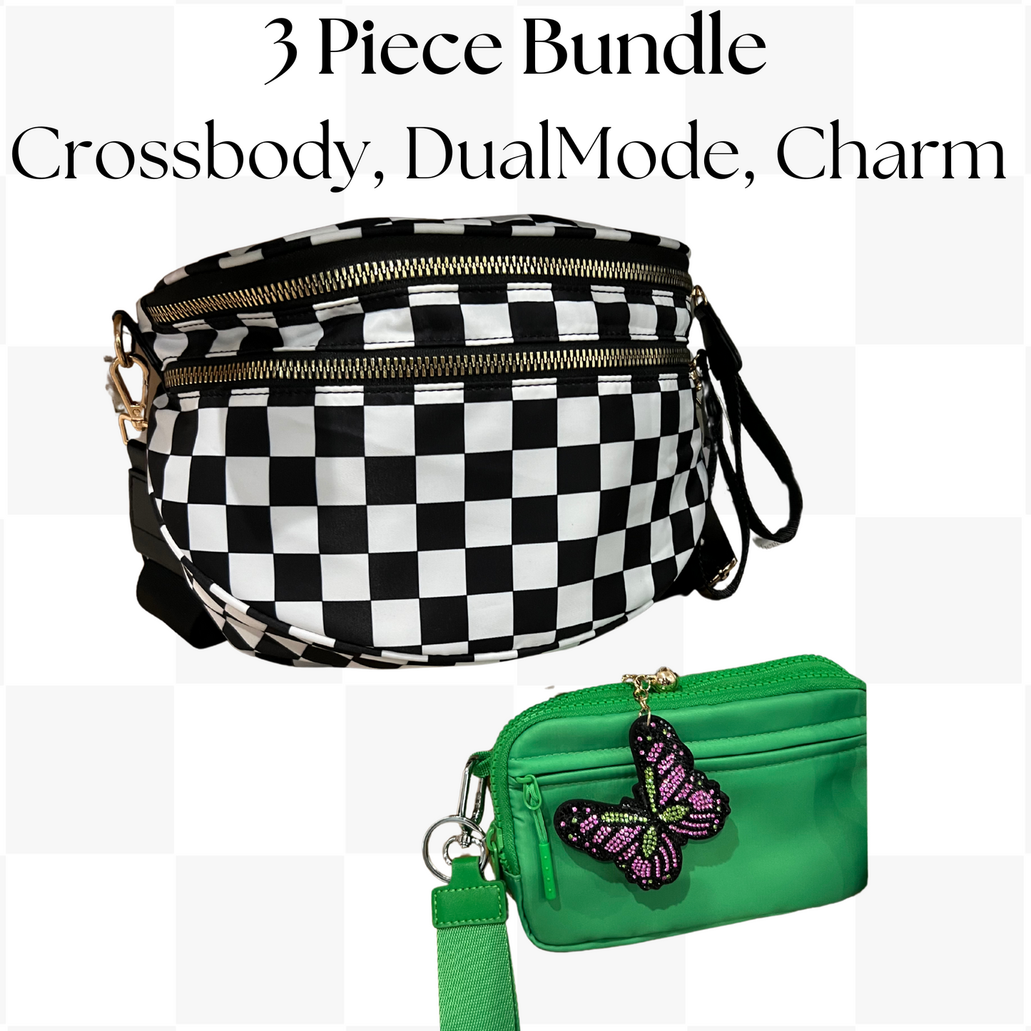 Gold Blush Essentials Bundle - Nylon Bum Bag, Wallet, & Bag Charm Set for Trendy, Everyday Style