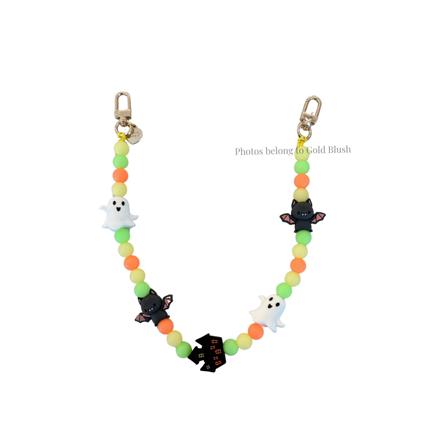 Gold Blush Spooky Glow Bag Chain – Glow-in-the-Dark Silicone Beaded Bag Chain