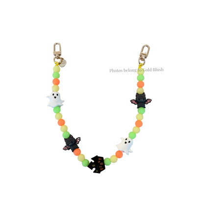 Gold Blush Spooky Glow Bag Chain – Glow-in-the-Dark Silicone Beaded Bag Chain
