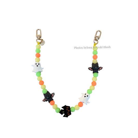 Gold Blush Spooky Glow Bag Chain – Glow-in-the-Dark Silicone Beaded Bag Chain