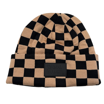 Gold Blush Checkered Beanie -Super Soft Custom Knit