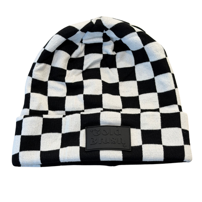 Gold Blush Checkered Beanie -Super Soft Custom Knit