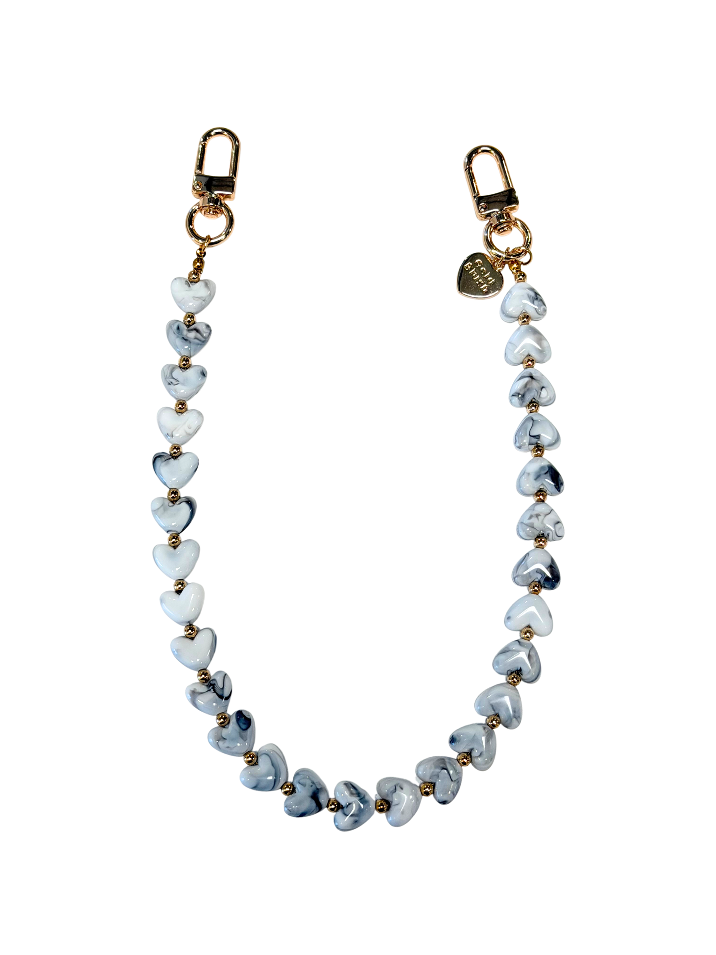 Gold Blush Heartstrings 18" Heart Bead Bag Chain -Purse Charm, Handbag Chain & Tote Accessory