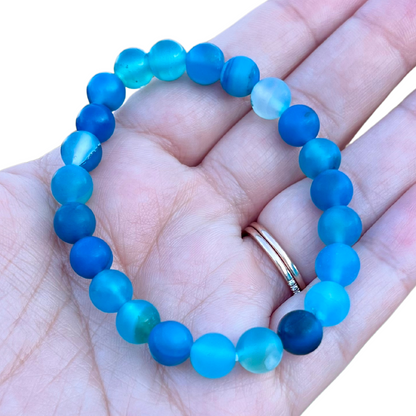 Blue Banded Agate Stretch Bracelet 8mm