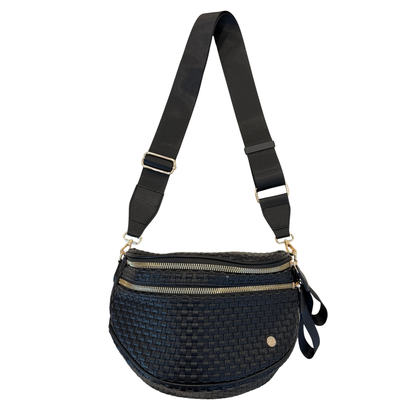 Gold Blush Signature Woven Bum Bag – Woven Faux Leather Crossbody 60” Strap