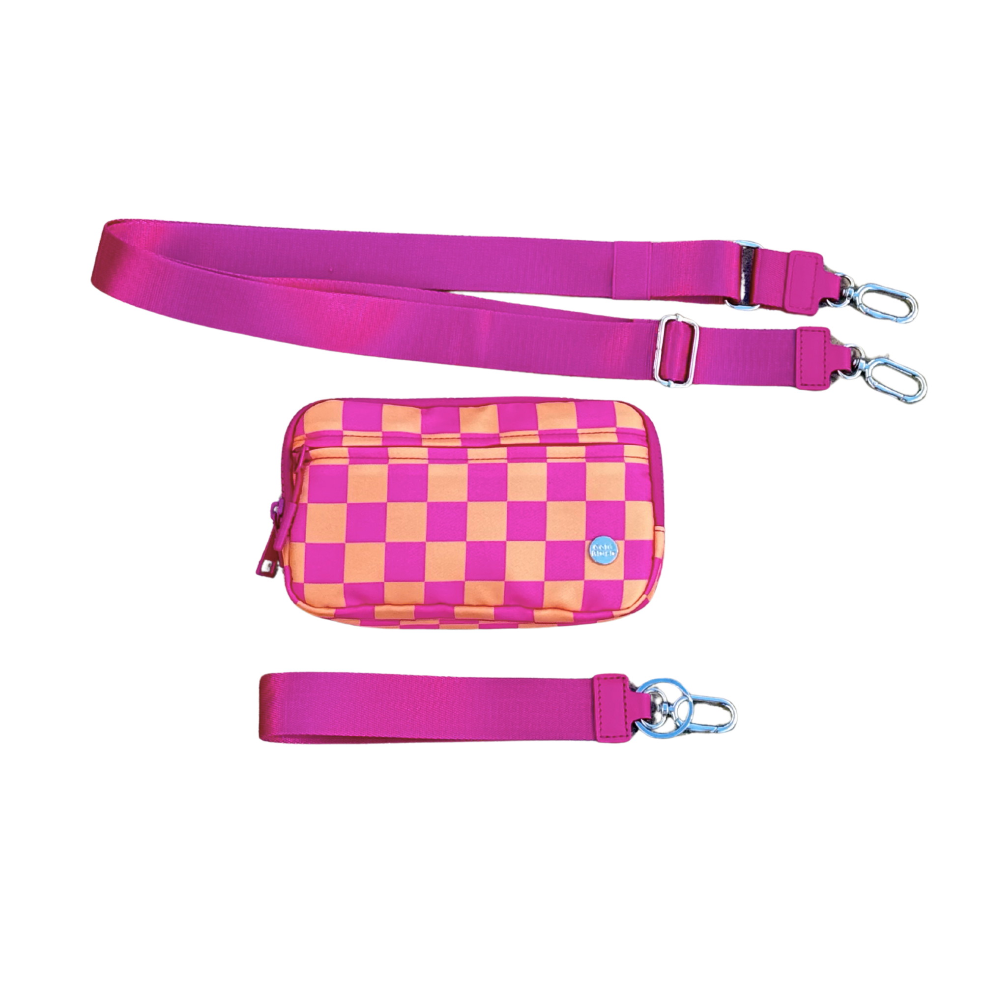 Blush Neon Skull Print Crossbody Bag - Pink, Teal, Orange, Black Skulls & Roses Bag – JUGGY main image 4