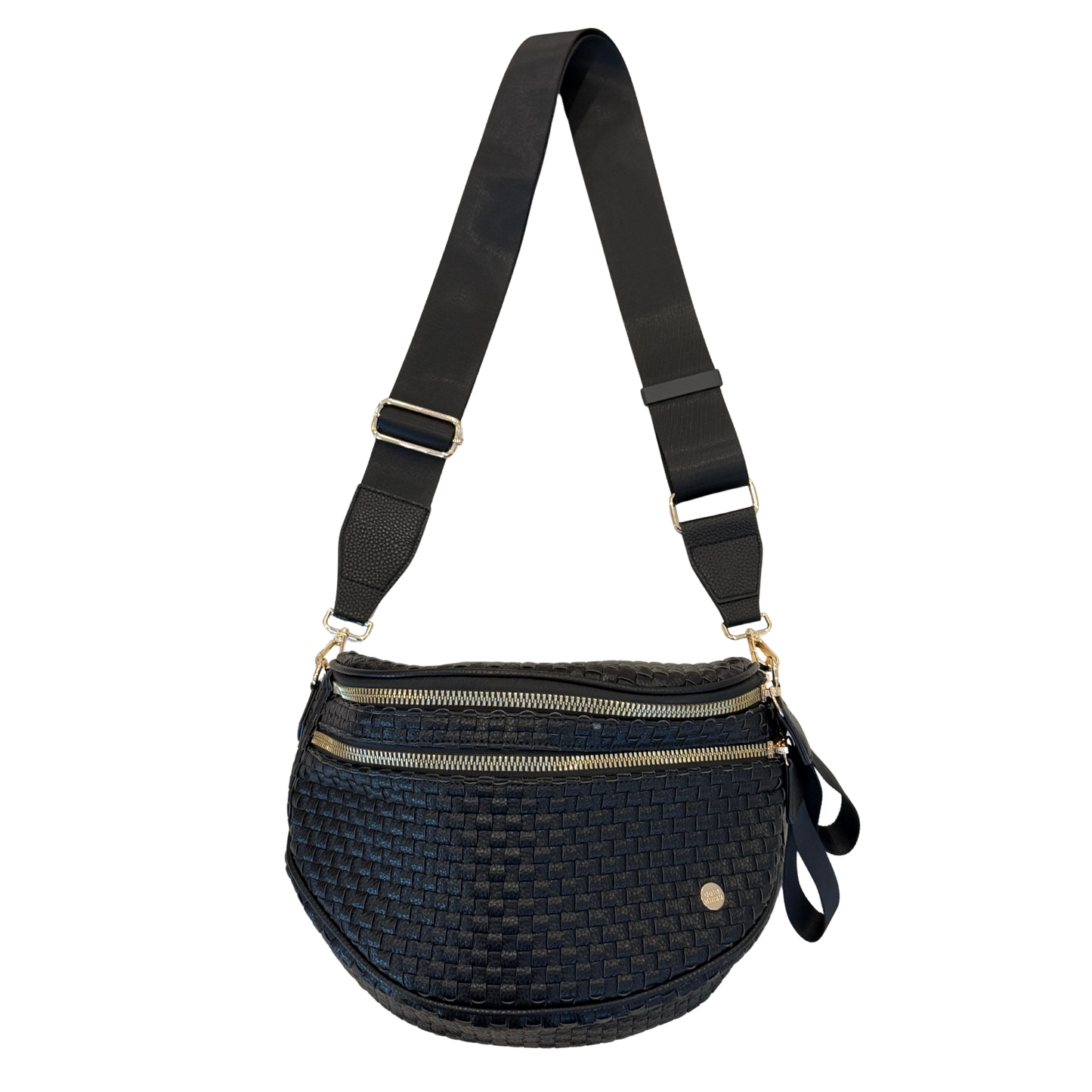 Gold Blush Signature Woven Bum Bag – Woven Faux Leather Crossbody 60” Strap