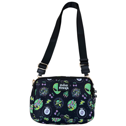 Gold Blush Bestie Bag – Soft Neoprene Crossbody with Key Leash & RFID Card Slots