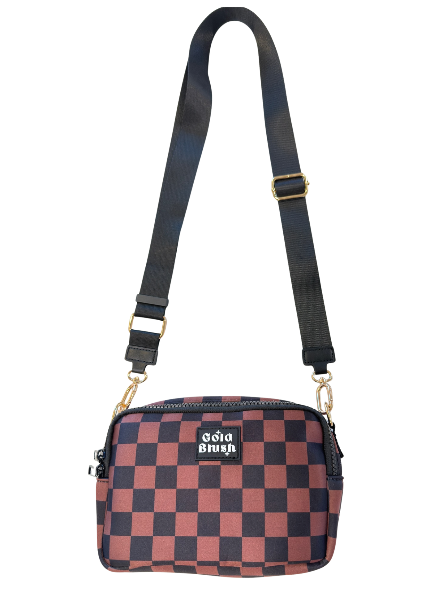 Gold Blush Bestie Bag – Soft Neoprene Crossbody with Key Leash & RFID Card Slots