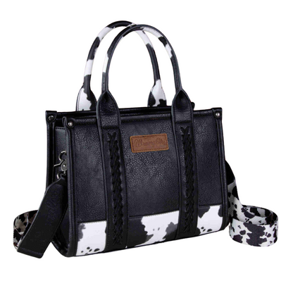 Wrangler Cow Print 2 in 1 Tote and Crossbody in Black