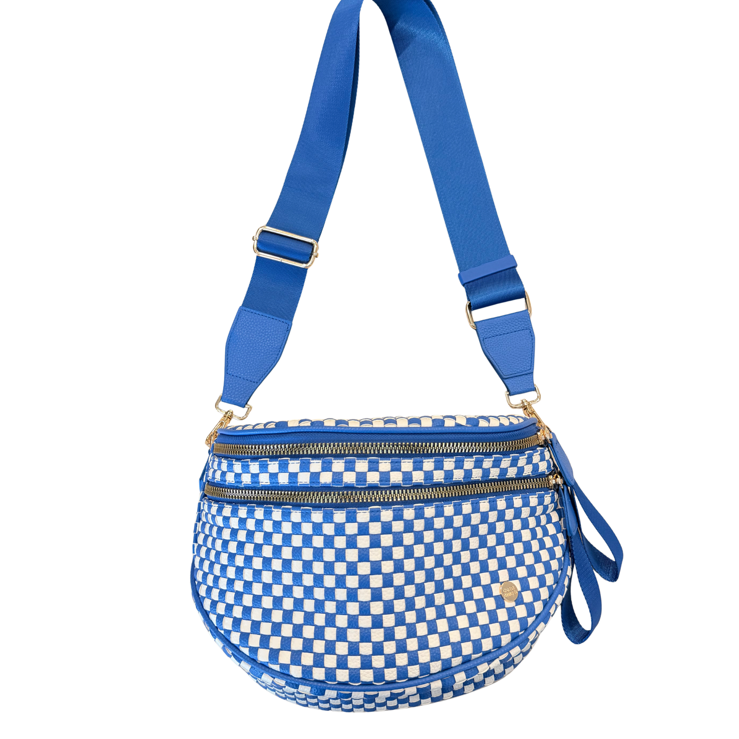 Gold Blush Signature Woven Bum Bag – Woven Faux Leather Crossbody 60” Strap