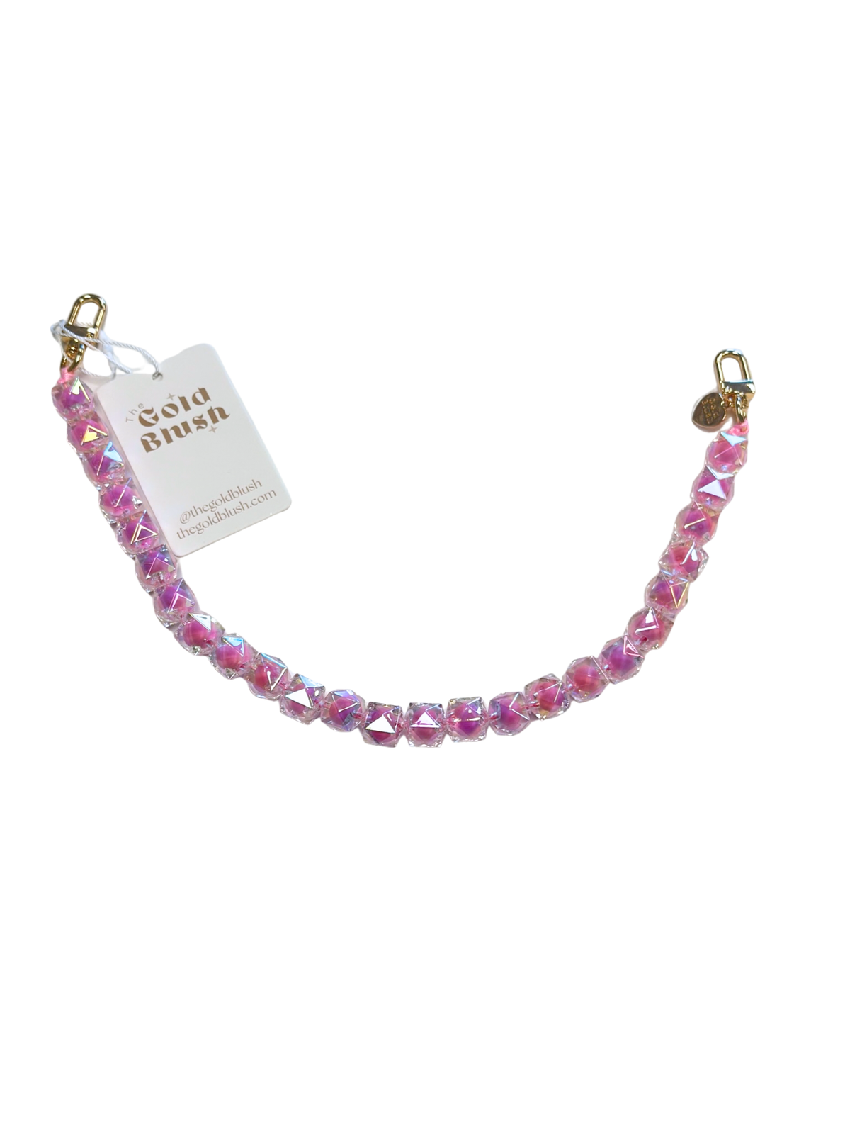 Gold Blush® Prism Chain- Iridescent Crystal Bag Charm Chain, Sparkle Prism Strap (18")
