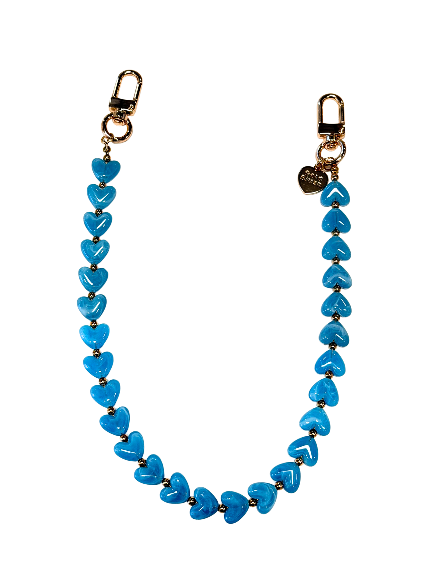 Gold Blush Heartstrings 18" Heart Bead Bag Chain -Purse Charm, Handbag Chain & Tote Accessory