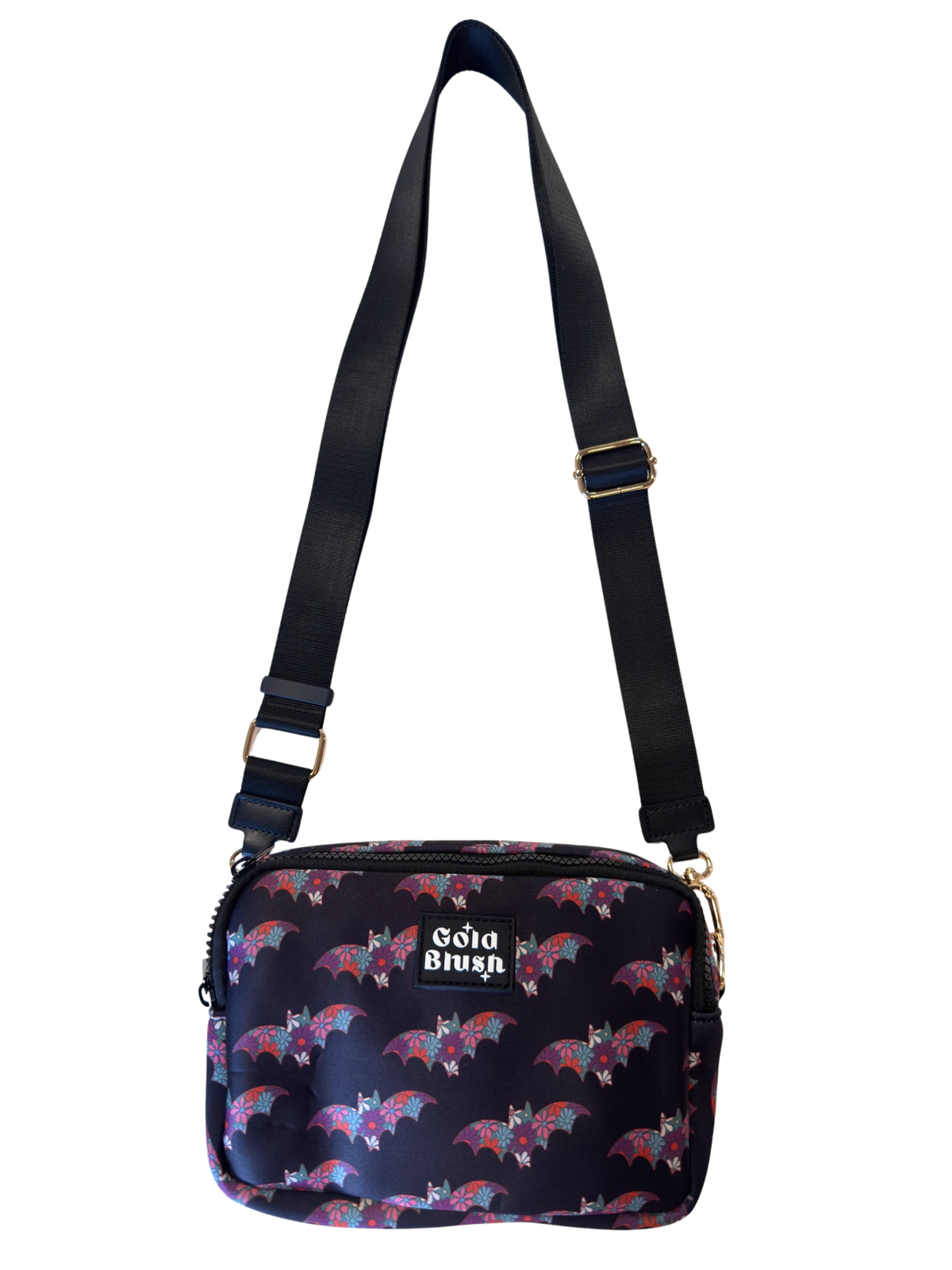 Gold Blush® Bestie Bag – Soft Neoprene Crossbody with Key Leash & RFID Card Slots
