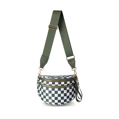 Black and White Checkered Nylon Bum Bag