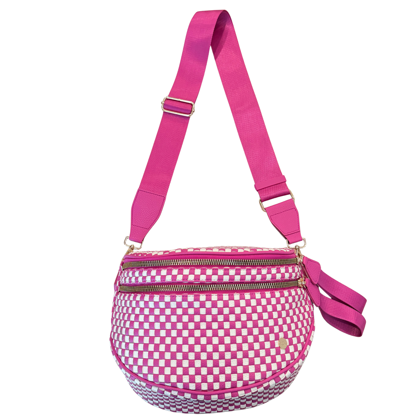 Gold Blush Signature Woven Bum Bag – Woven Faux Leather Crossbody 60” Strap