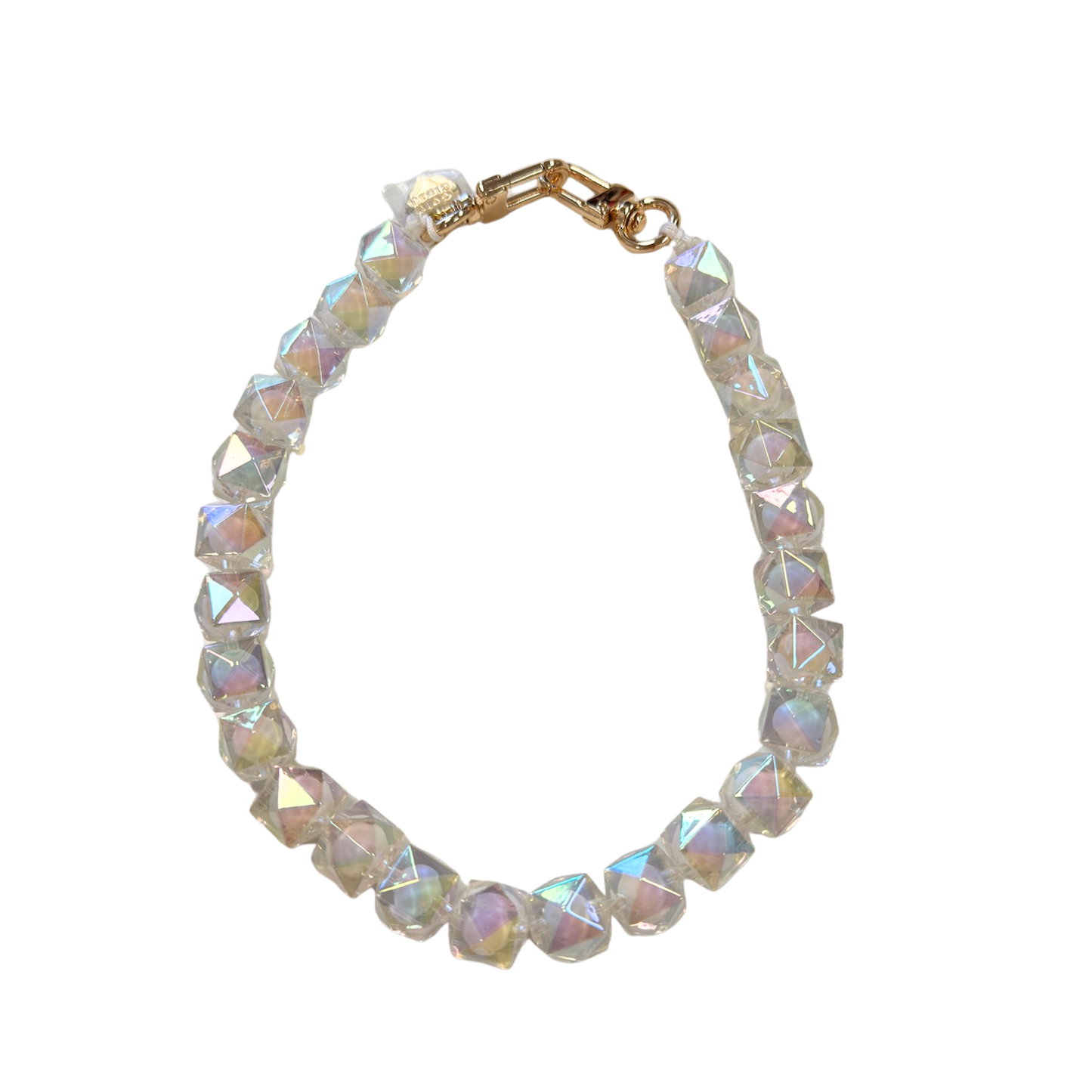 Gold Blush Prism Chain- Iridescent Crystal Bag Charm Chain, Sparkle Prism Strap (18")