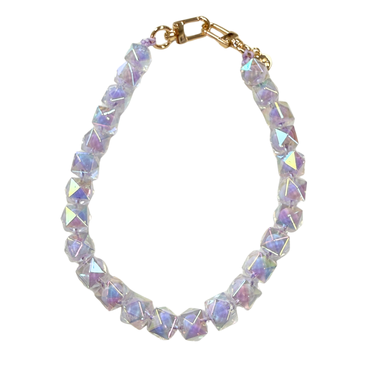 Gold Blush Prism Chain- Iridescent Crystal Bag Charm Chain, Sparkle Prism Strap (18")