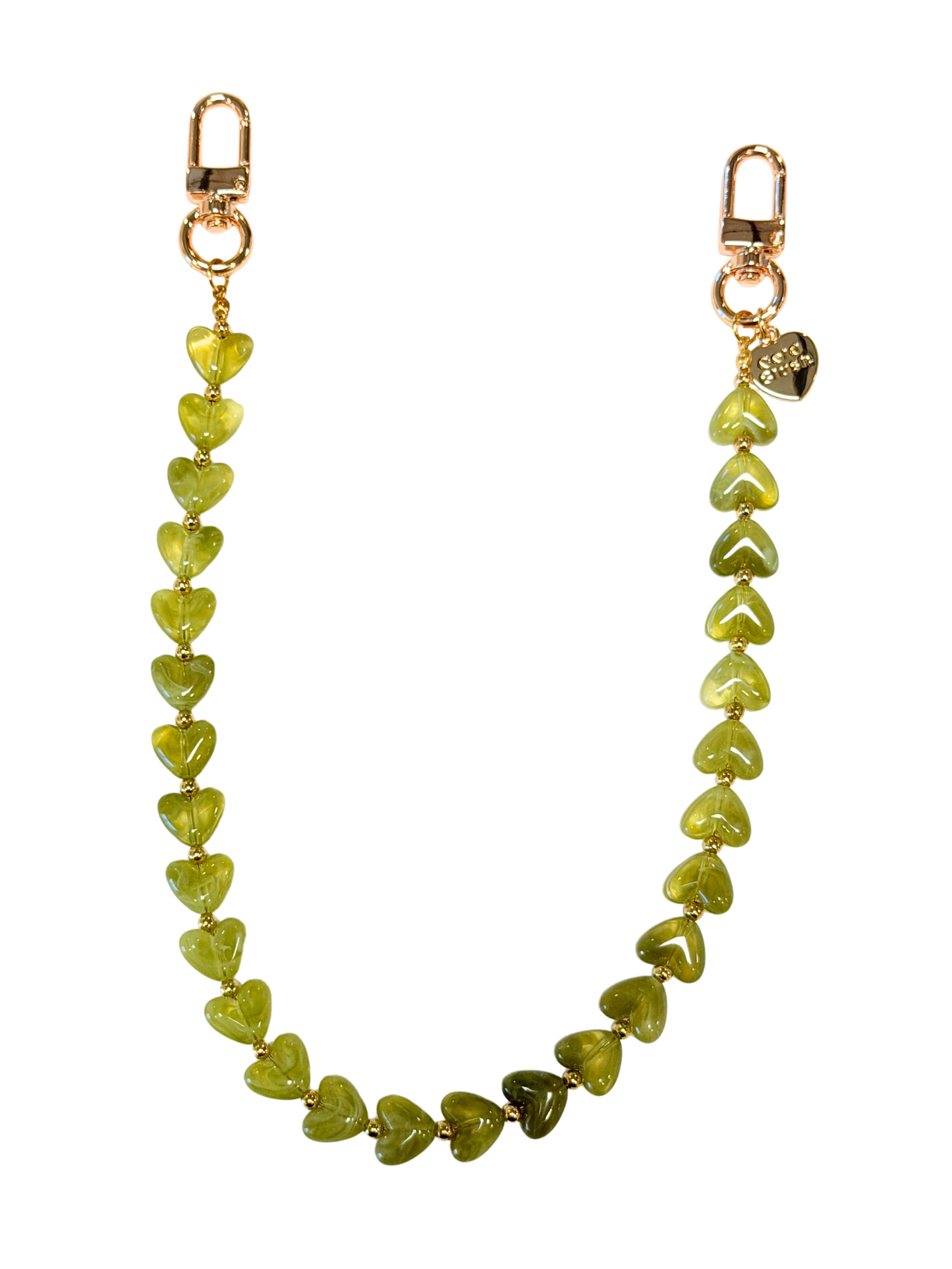 Gold Blush Heartstrings 18" Heart Bead Bag Chain -Purse Charm, Handbag Chain & Tote Accessory