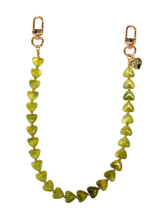 Gold Blush® Heartstrings 18" Heart Bead Bag Chain -Purse Charm, Handbag Chain & Tote Accessory