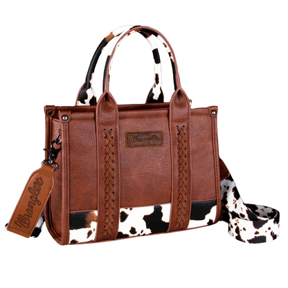 Wrangler Cow Print 2 in 1 Tote and Crossbody in Brown