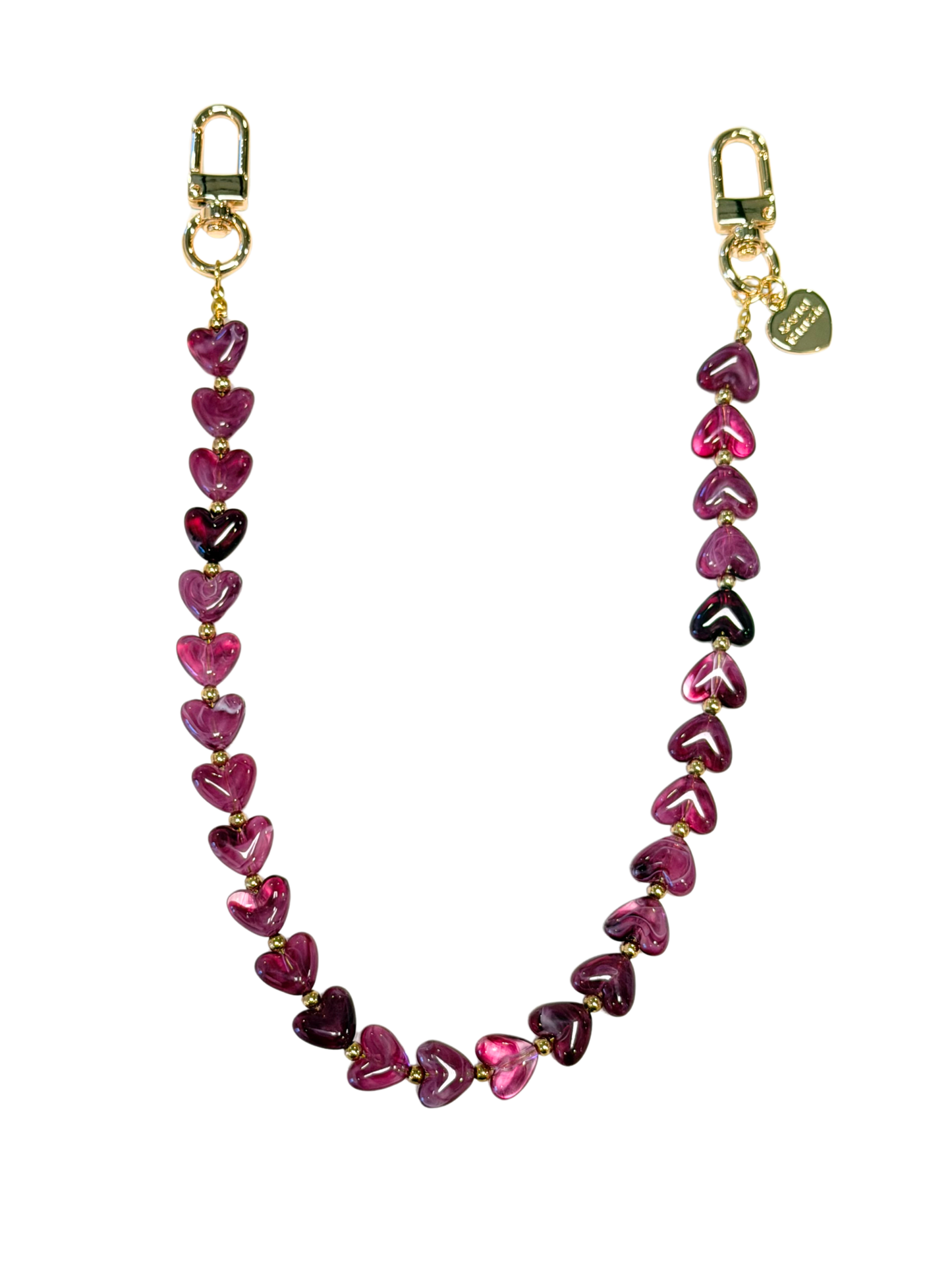 Gold Blush Heartstrings 18" Heart Bead Bag Chain -Purse Charm, Handbag Chain & Tote Accessory