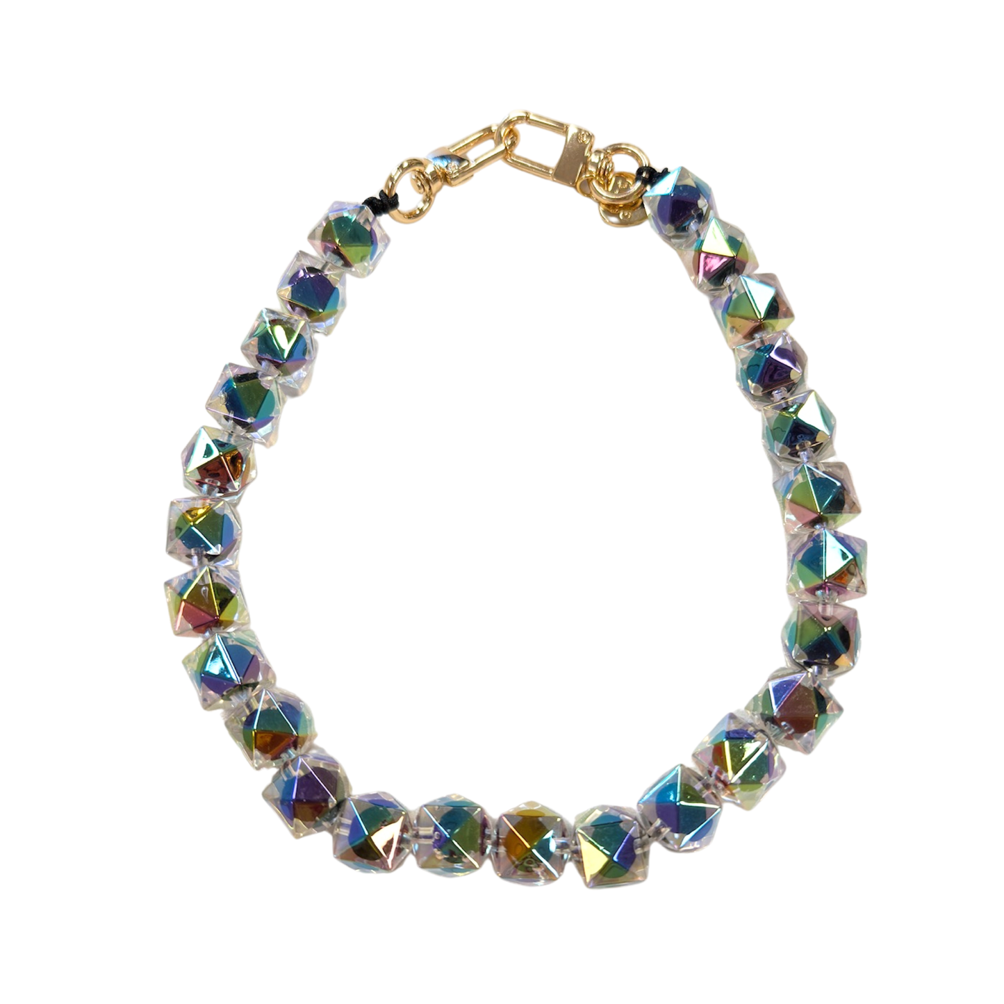 Gold Blush Prism Chain- Iridescent Crystal Bag Charm Chain, Sparkle Prism Strap (18")