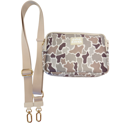 Gold Blush Bestie Bag – Soft Neoprene Crossbody with Key Leash & RFID Card Slots
