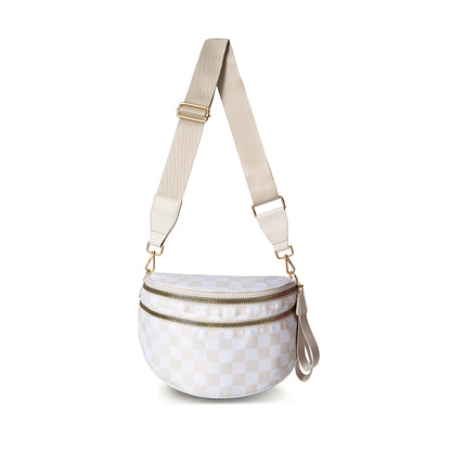 Black and White Checkered Nylon Bum Bag