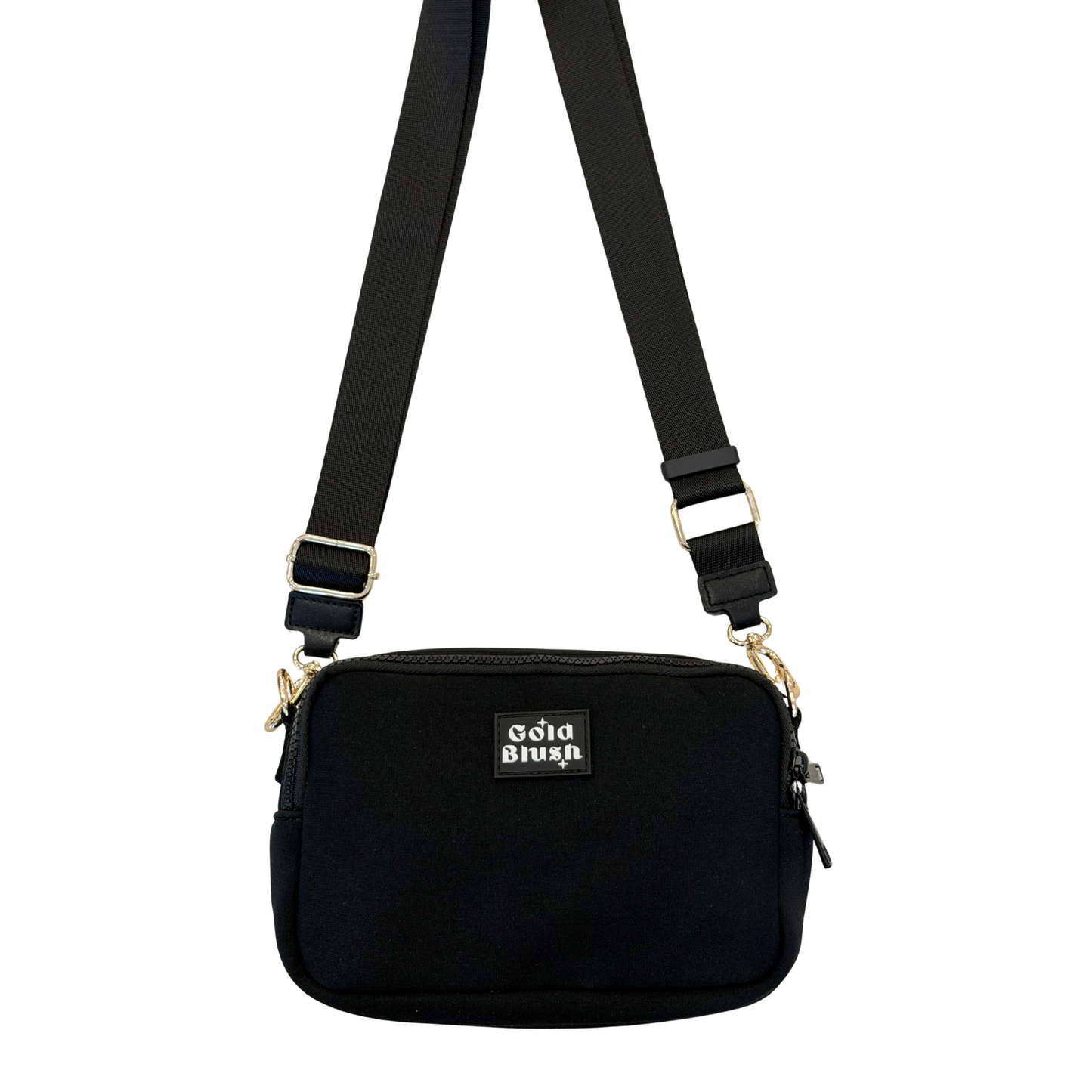 Gold Blush Bestie Bag – Soft Neoprene Crossbody with Key Leash & RFID Card Slots