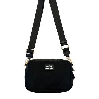 Gold Blush Bestie Bag – Soft Neoprene Crossbody with Key Leash & RFID Card Slots